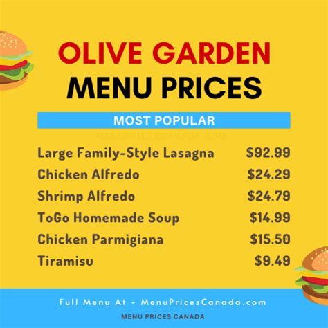 Olive Garden Menu Prices In Canada 2023 Menu Prices Canada