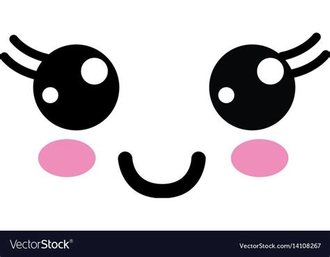 Kawaii Cute Happy Face With Mouth And Cheeks Vector Illustration Download A Free Preview Or