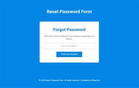 Reset Password Form Free Html Widget Template W3layouts