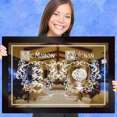 A heraldic device, or coat of arms, is the symbol of an individual or group and is most often displayed on a shield. 'Floral Ambience' - Coat Of Arms Etched Mirror Gift 117 ...