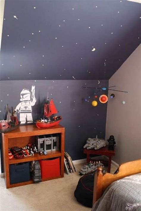 You can also associate several stickers on a starry painting. Bedroom, Decorating with Star Wars Bedroom Ideas : a little kid star wars bedroom ideas | Star ...