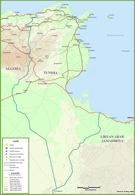 Tunisia Physical Map
