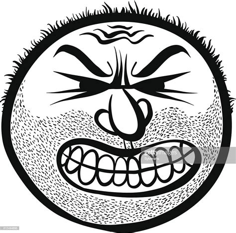 Angry Cartoon Face With Stubble Vector Illustration High Res Vector