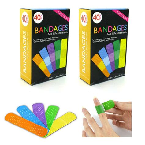 80 Bandages Adhesive Bands Flexible Strip Assorted Children First Aid