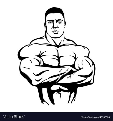 Bodybuilder With Arms Crossed Isolated On White Vector Image