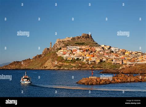 Italy Sardinia Castelsardo Village Fishing Boat Stock Photo Alamy