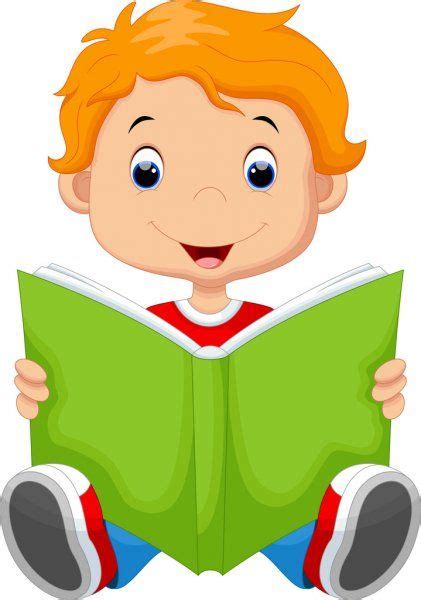 Niño Leyendo Un Libro — Ilustración De Stock Desenho De Criança
