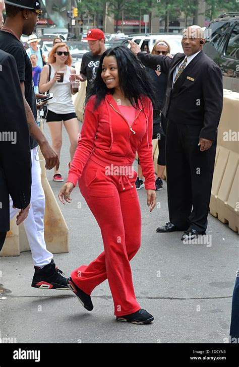 Nicki Minaj Dressed Down In An All Red Juicy Tracksuit Leaves Her Hotel To Rehearse For The