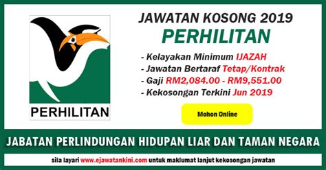 Penolong pegawai penilaian (gred w36) 3. Jawatan Kosong Kerajaan di Jabatan Perlindungan Hidupan ...