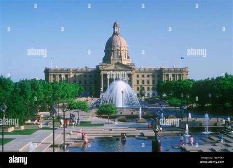 Alberta Legislature Building And Fountains Edmonton Alberta Canada