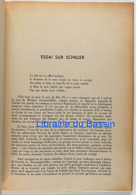 Essai Sur Schiller By Thomas Mann Broché Librairie Du Bassin
