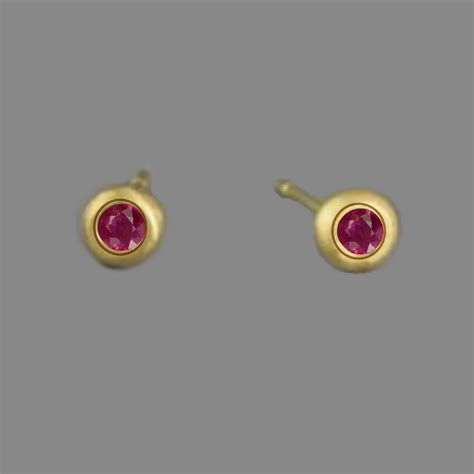 Bezel Ruby Studs Bezel Ruby Stud Earrings 14k 18K Gold Bezel Set