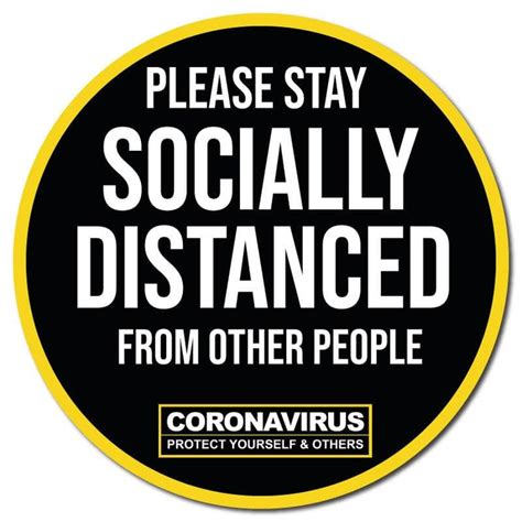Please Stay Socially Distanced Indoor Circle Floor Signage 300mm Dia