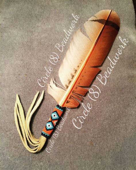 Custom Order Beaded Feather Circle 8 Beadwork Feather Crafts