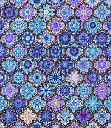 Moroccan Tile Pattern Blue Purple Digital Art By Lilia D Fine Art