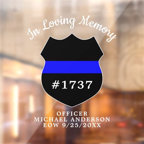 Police Officer Memorial Badge In Loving Memory Window Cling Zazzle