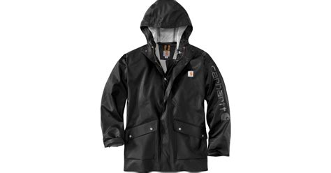 Carhartt Synthetic Midweight Waterproof Rain Storm Coat In Black For