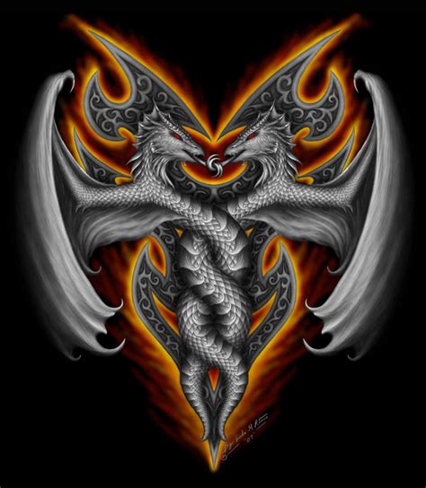 Twin Dragons Fire By Sheblackdragon On Deviantart