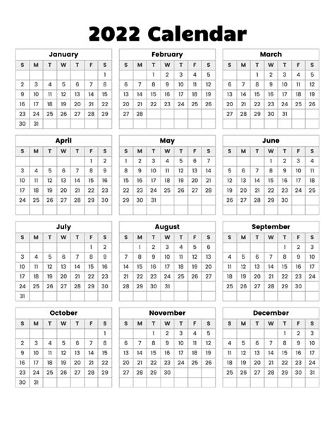 Year At A Glance Calendar 2022 Calendar Options