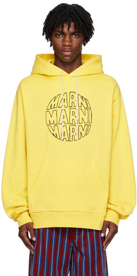 Marni Yellow Printed Hoodie Ssense