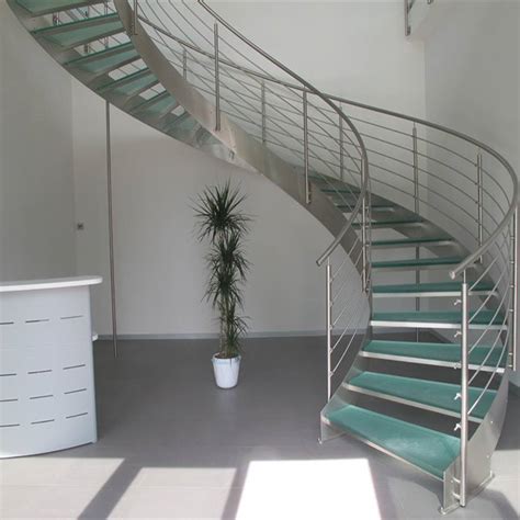 Luxury Curved Glass Staircases Helical Stair Solid Wood Steps Design