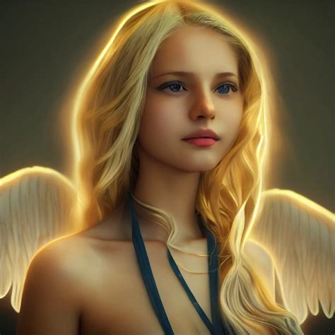 Young Beautiful Blonde Angel Girl With Four Very Large Midjourney