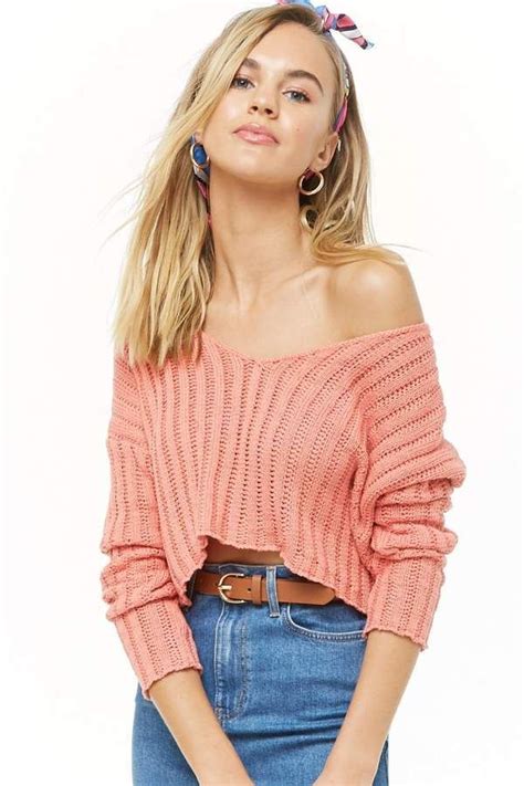 Forever 21 Ribbed Off The Shoulder Cropped Sweater Cropped Sweater