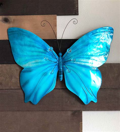 Metal And Capiz Blue Butterfly Wall Art Wind And Weather