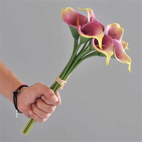 9pc Fake Latex Calla Lily Artificial Flowers Bouquet Wedding Decor