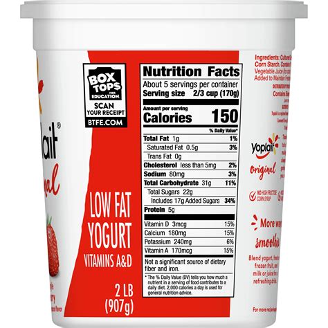 Yoplait Low Fat Strawberry Yogurt Nutrition Facts Besto Blog