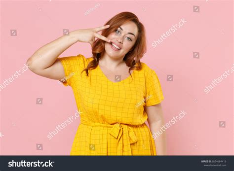 Smiling Fun Cheerful Young Redhead Plus Stock Photo 1824684419