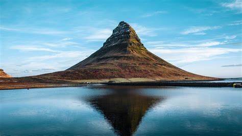 Download Nature Kirkjufell Cliff Lake Reflections Iceland 1366x768