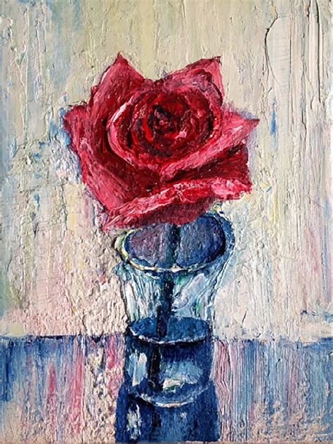 Original Red Rose Oil Painting Canvas Art Rose Painting Flower Etsy