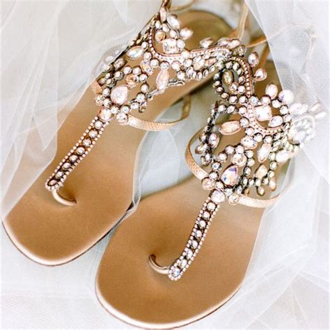 Gold Flip Flops Wedding Sandals With Colorful Rhinestones Wedding