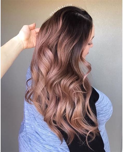 color rose gold brunette balayage hair hair color balayage ombre hair pink hair rose gold