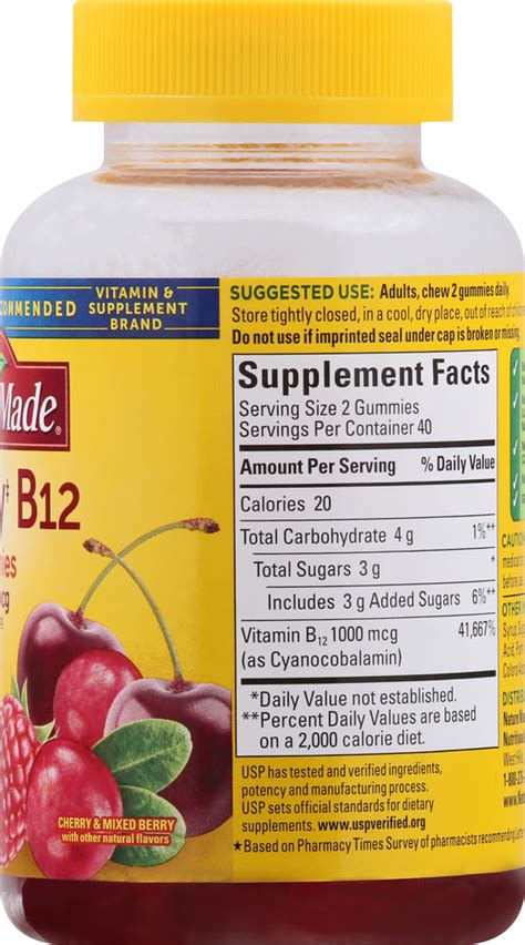 Nature Made Energy B12 1000 Mcg Cherry And Mixed Berry Gummies Planogram Right