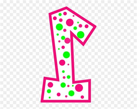 Number 1 Pink And Green Polkadot R Clip Art At Clker Green Free