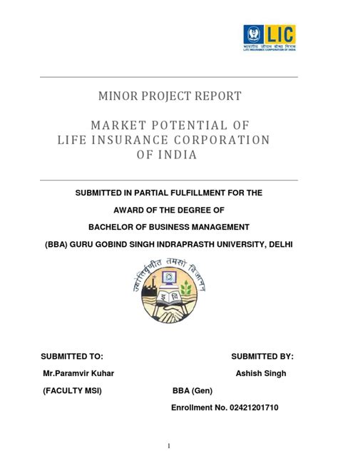 Minor Project Report on Life Insurance Corporation of ...