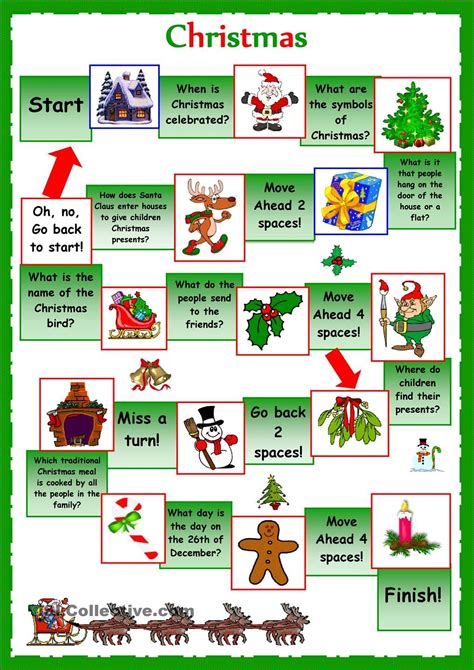 Christmas worksheets and online activities. esl christmas board game worksheet - Google Search ...
