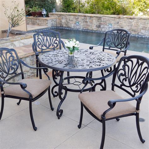 Elisabeth Piece Cast Aluminum Patio Dining Set W Inch Round Table By Darlee Bbqguys