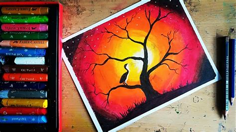 Tree Oil Pastel Drawing Ideas For Beginners Hi Guys For Todays