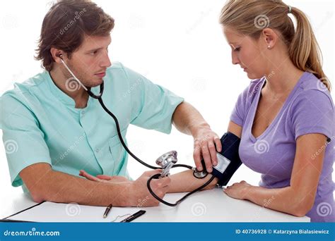 Doctor Examining Blood Pressure Stock Photo Image Of Diagnosis