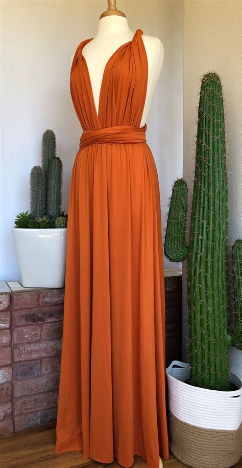 Pumpkin Spice Bridesmaid Dress Custom Lengths Convertible Dress
