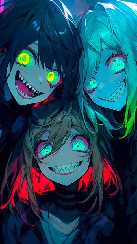 download wallpaper 1350x2400 demons monsters girls smiles anime iphone 8 7 6s 6 for