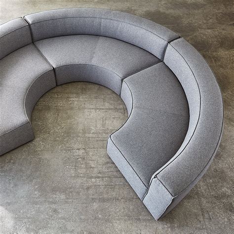 Curved Sectional Sofa Circular Couch Modular Design Grey Upholstery