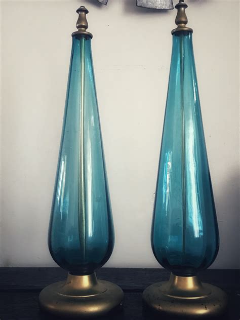Blue Glass Lamp Base Antiques Board