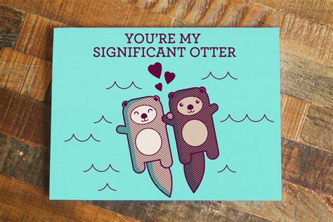 Cat happy birthday card cute birthday card, birthday card fun card. Cute Card 'You're My Significant Otter' - Funny Pun Card ...