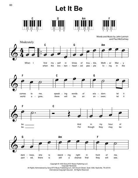 Let It Be Sheet Music The Beatles Super Easy Piano