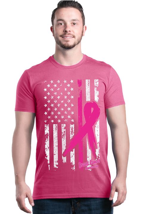 shop4ever shop4ever men s pink breast cancer ribbon american flag graphic t shirt walmart