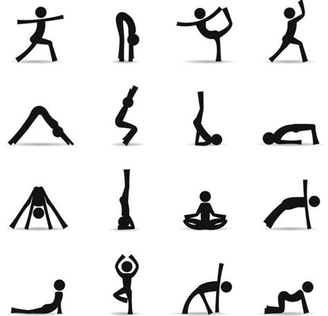 Yoga Poses Stick Figure Set Royalty Free Vector Image